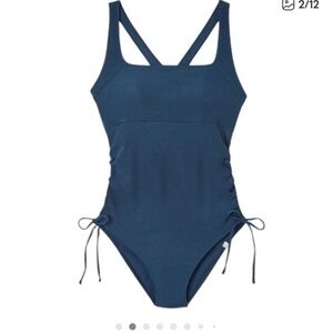 Summersalt The Maternity Cinched Current Navy Deep Sea Blue One
Piece Swimsuit